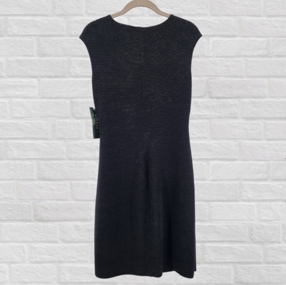 Lauren Ralph Lauren Black Sparkle Surplice Faux Wrap Cap Sleeve BNWT 8 … - Picture 2 of 10